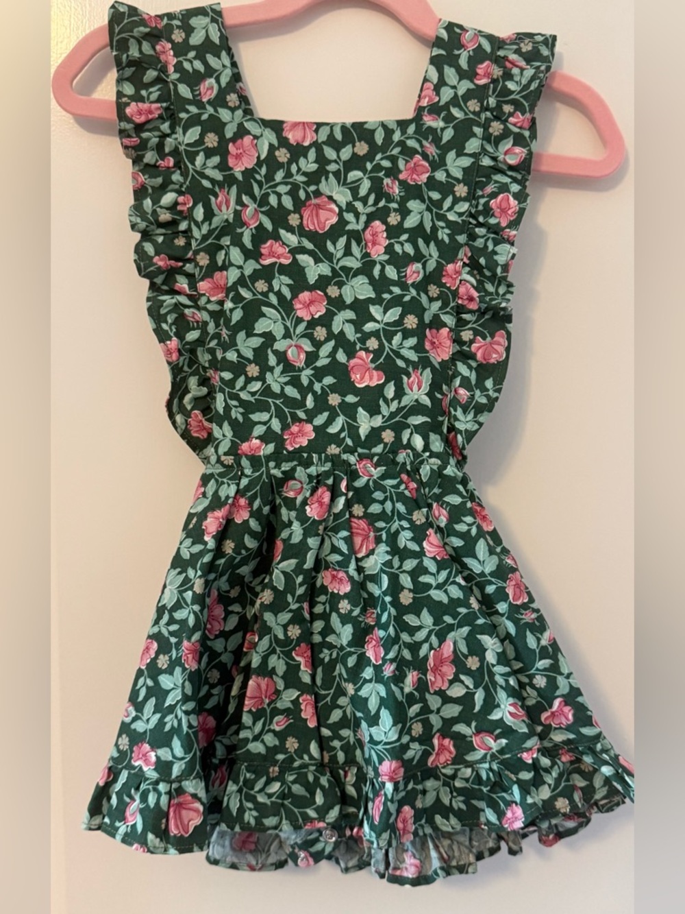 3T Numi Floral Print Pinafore Dress in pink and green